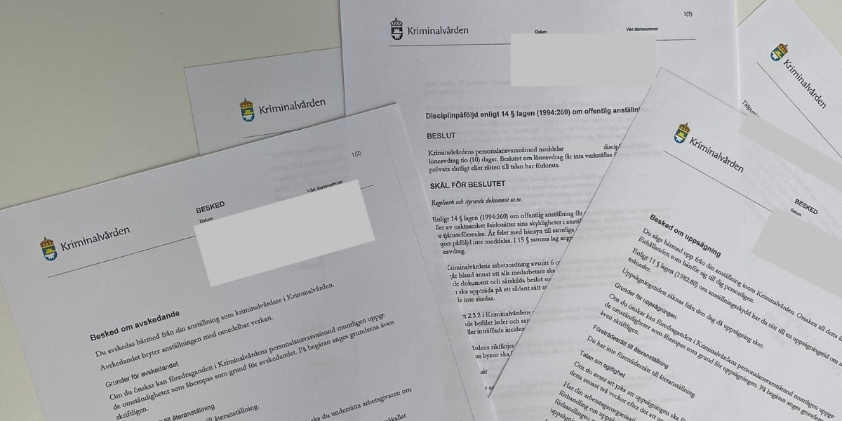 Fem kriminalvårdare fick sparken under 2024