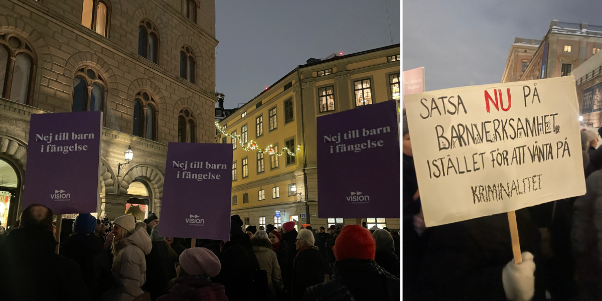 Hundratals protesterade mot att låsa in 13- och 14-åringar